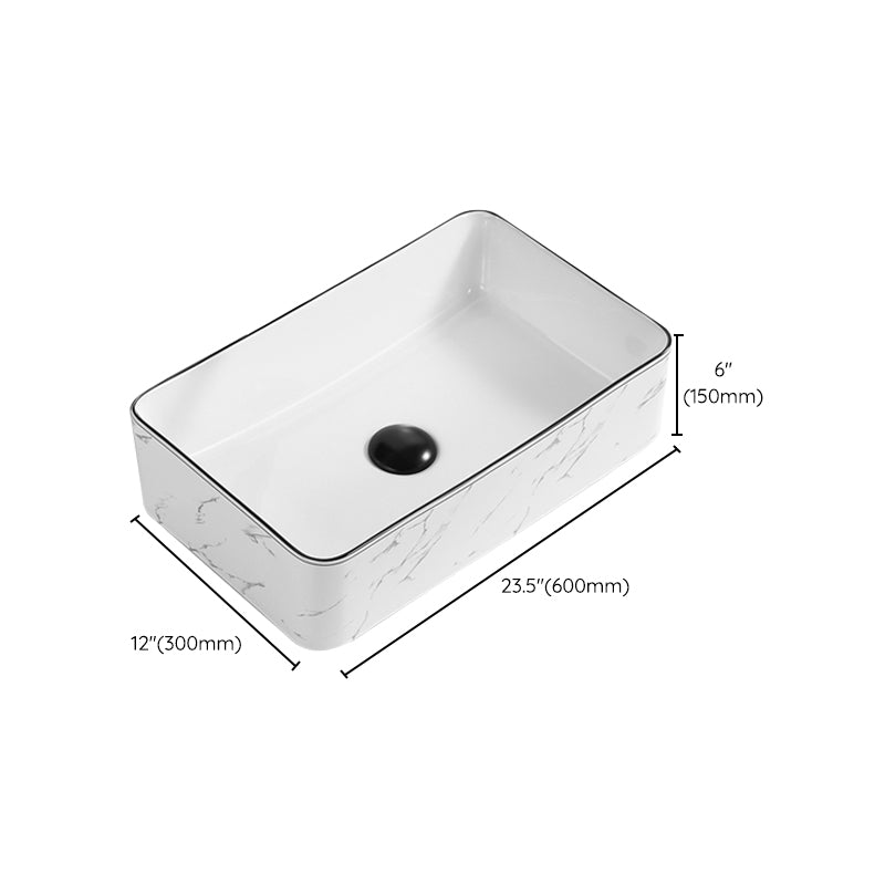 Contemporary Bathroom Sink Pop-Up Drain Porcelain Rectangular Vessel Clearhalo 'Bathroom Remodel & Bathroom Fixtures' 'Bathroom Sinks & Faucet Components' 'Bathroom Sinks' 'bathroom_sink' 'Home Improvement' 'home_improvement' 'home_improvement_bathroom_sink' 6176892