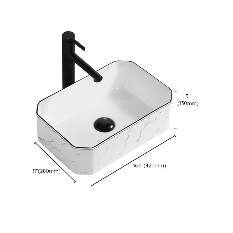 Contemporary Bathroom Sink Pop-Up Drain Porcelain Rectangular Vessel Clearhalo 'Bathroom Remodel & Bathroom Fixtures' 'Bathroom Sinks & Faucet Components' 'Bathroom Sinks' 'bathroom_sink' 'Home Improvement' 'home_improvement' 'home_improvement_bathroom_sink' 6176893