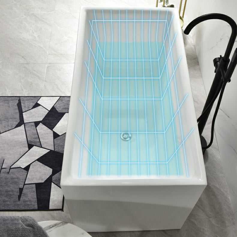 Acrylic Freestanding Bathtub Modern Rectangle Bathtub with Center Drain Clearhalo 'Bathroom Remodel & Bathroom Fixtures' 'Bathtubs' 'Home Improvement' 'home_improvement' 'home_improvement_bathtubs' 'Showers & Bathtubs' 6180581