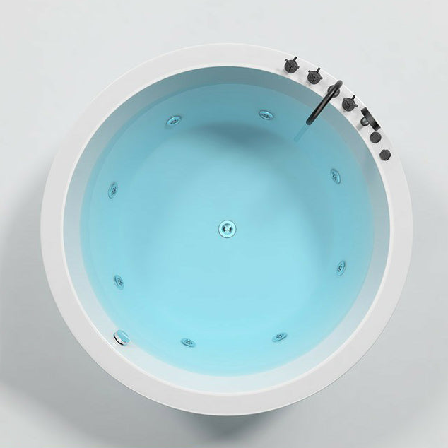 Modern Round Drop-in Bathtub Acrylic Soaking/Air Bathtub in White Black Five-Piece Set & Massage Clearhalo 'Bathroom Remodel & Bathroom Fixtures' 'Bathtubs' 'Home Improvement' 'home_improvement' 'home_improvement_bathtubs' 'Showers & Bathtubs' 6180596