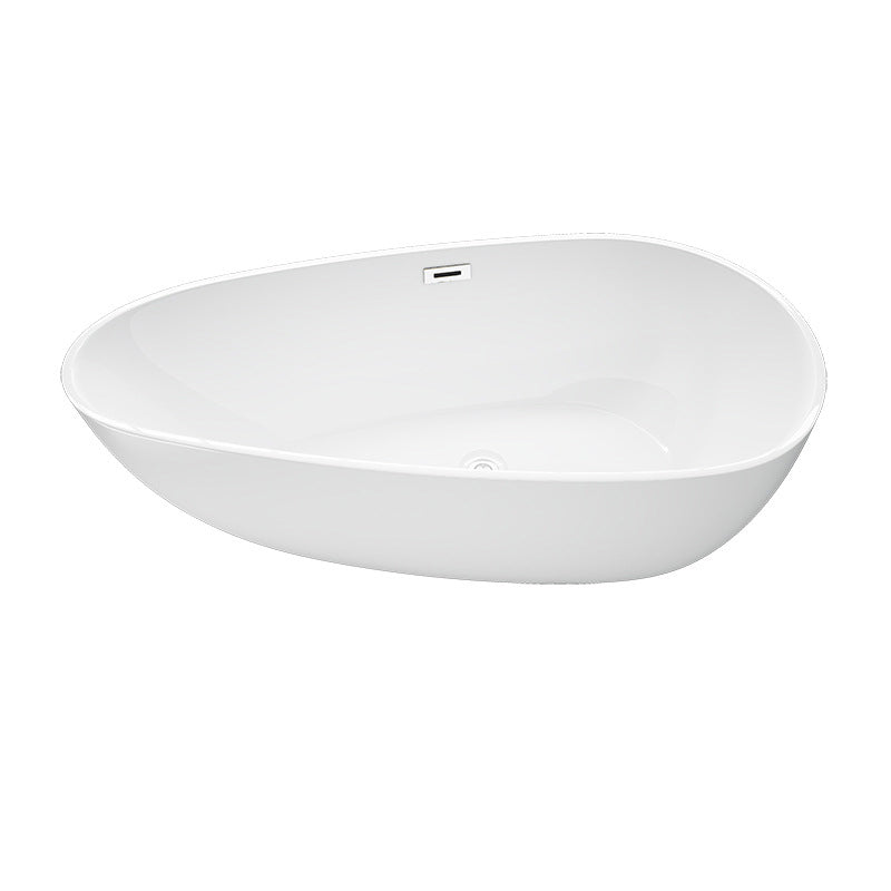 Matte Finish Oval Bathtub with Drain and Overflow Trim Acrylic Soaking Freestanding Tub White Clearhalo 'Bathroom Remodel & Bathroom Fixtures' 'Bathtubs' 'Home Improvement' 'home_improvement' 'home_improvement_bathtubs' 'Showers & Bathtubs' 6180665