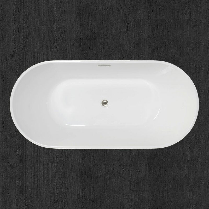 Acrylic Oval Bathtub with Overflow Trim White Soaking Tub with Drain 67"L x 31"W x 24"H Clearhalo 'Bathroom Remodel & Bathroom Fixtures' 'Bathtubs' 'Home Improvement' 'home_improvement' 'home_improvement_bathtubs' 'Showers & Bathtubs' 6180703