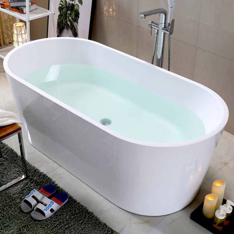 Acrylic Oval Bathtub with Overflow Trim White Soaking Tub with Drain Clearhalo 'Bathroom Remodel & Bathroom Fixtures' 'Bathtubs' 'Home Improvement' 'home_improvement' 'home_improvement_bathtubs' 'Showers & Bathtubs' 6180705