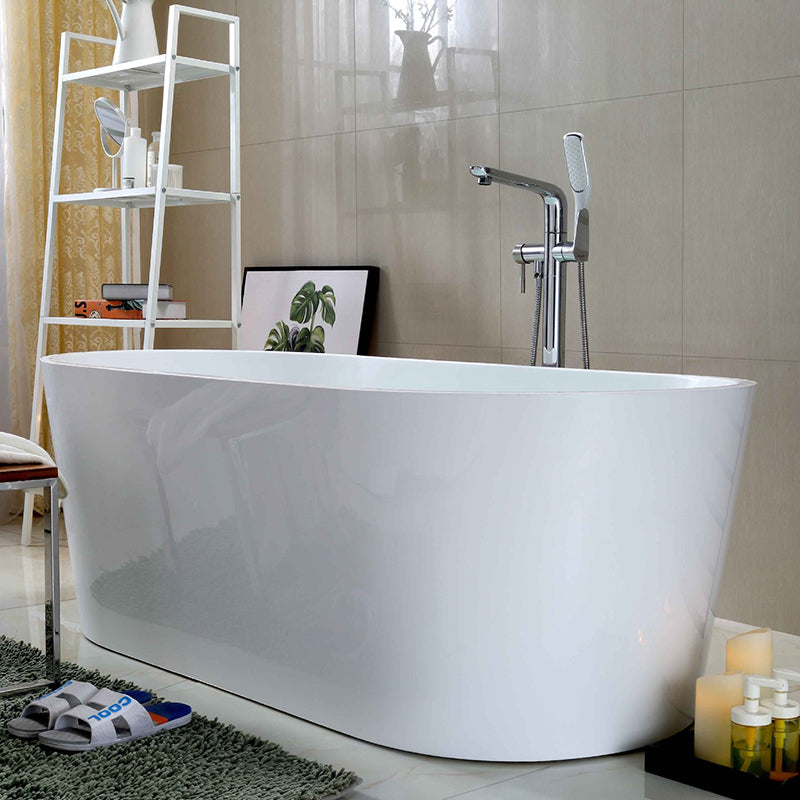 Acrylic Oval Bathtub with Overflow Trim White Soaking Tub with Drain Clearhalo 'Bathroom Remodel & Bathroom Fixtures' 'Bathtubs' 'Home Improvement' 'home_improvement' 'home_improvement_bathtubs' 'Showers & Bathtubs' 6180706