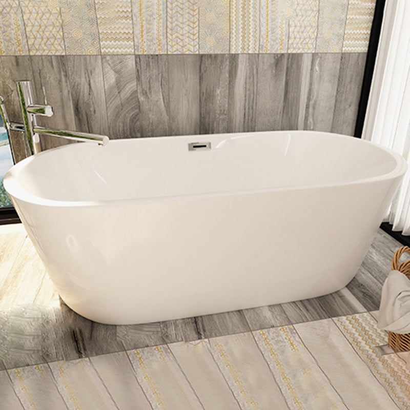 Oval Tub with Drain and Overflow Trim Modern Acrylic Soaking Bathtub White 67"L x 31"W x 24"H Clearhalo 'Bathroom Remodel & Bathroom Fixtures' 'Bathtubs' 'Home Improvement' 'home_improvement' 'home_improvement_bathtubs' 'Showers & Bathtubs' 6180720