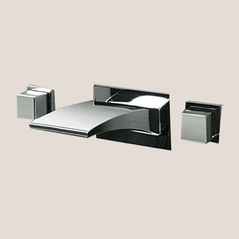 2 Handle Widespread Faucet 3-Hole Widespread Wall Mounted Bathroom Sink Faucet Common Clearhalo 'bathroom_sink_faucets' 'Conjunta de Baño y Conjunta de Grifo' 'Coronamiento de Baño y Dispositivo de Baño' 'Grifo del lavabo del baño' 'Hogar' 'home_improvement' 'home_improvement_bathroom_sink_faucets' 'Mejoras para el hogar' 6187434