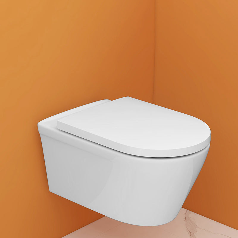 Modern Siphon Jet Toilet Bowl Wall Mount Flush Toilet with Seat for Bathroom 14"L x 21"W x 11"H Toilet Only Clearhalo 'Bathroom Remodel & Bathroom Fixtures' 'Home Improvement' 'home_improvement' 'home_improvement_toilets' 'Toilets & Bidets' 'Toilets' 6191146