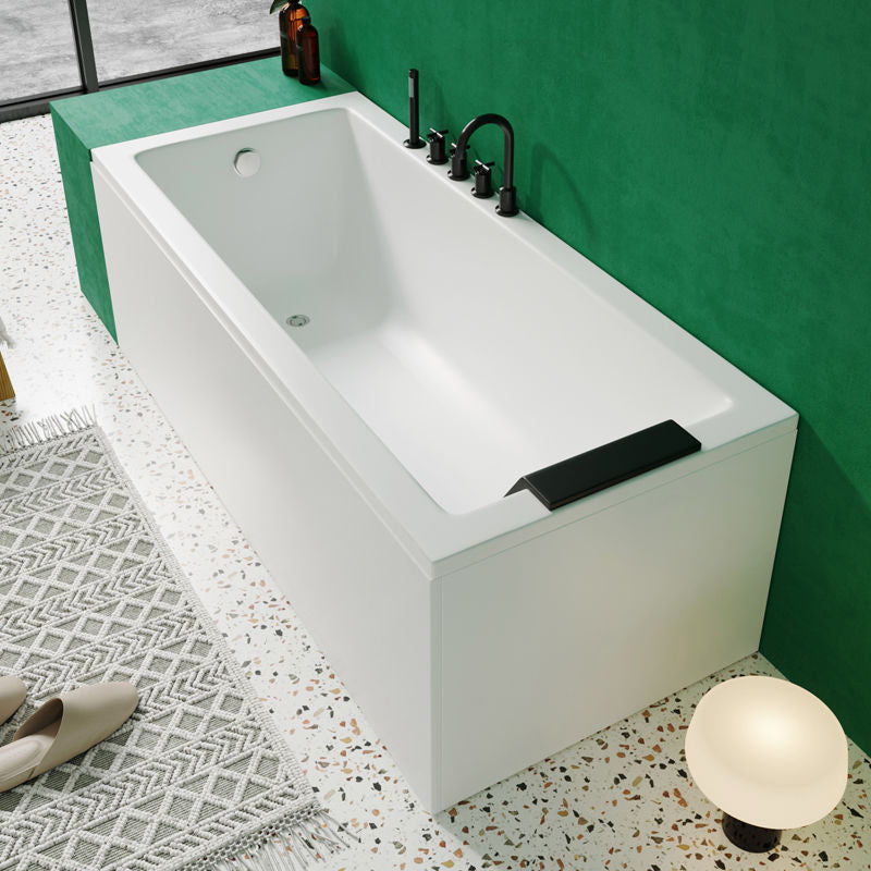 Freestanding Acrylic Bathtub Modern Stand Alone Soaking Tub with Pop-up Drain Left Tub with Black 5-Piece Set Clearhalo 'Bathroom Remodel & Bathroom Fixtures' 'Bathtubs' 'Home Improvement' 'home_improvement' 'home_improvement_bathtubs' 'Showers & Bathtubs' 6194120