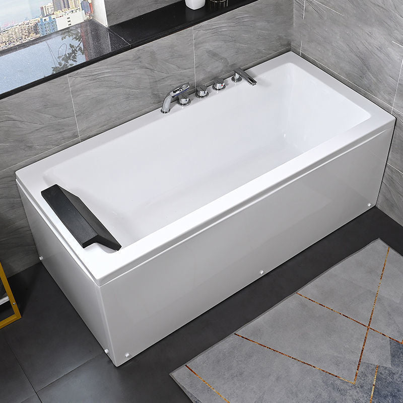 Freestanding Acrylic Bathtub Modern Stand Alone Soaking Tub with Pop-up Drain Right Tub with Silver 5-Piece Set Clearhalo 'Bathroom Remodel & Bathroom Fixtures' 'Bathtubs' 'Home Improvement' 'home_improvement' 'home_improvement_bathtubs' 'Showers & Bathtubs' 6194122