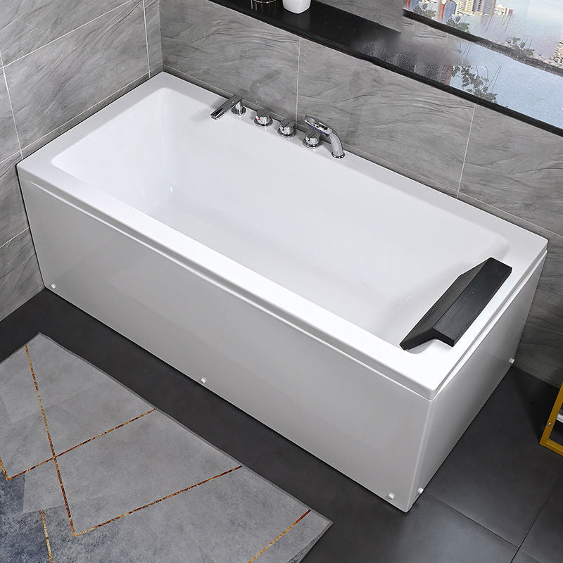 Freestanding Acrylic Bathtub Modern Stand Alone Soaking Tub with Pop-up Drain Left Tub with Silver 5-Piece Set Clearhalo 'Bathroom Remodel & Bathroom Fixtures' 'Bathtubs' 'Home Improvement' 'home_improvement' 'home_improvement_bathtubs' 'Showers & Bathtubs' 6194124