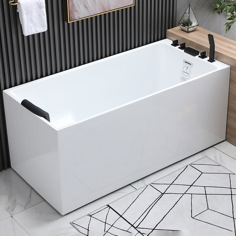 Acrylic Soaking Tub with Left Drain in White Rectangle Freestanding Bathtub 47"L x 26"W x 25"H Without Seat Tub with Black 5-Piece Set Clearhalo 'Bathroom Remodel & Bathroom Fixtures' 'Bathtubs' 'Home Improvement' 'home_improvement' 'home_improvement_bathtubs' 'Showers & Bathtubs' 6194169