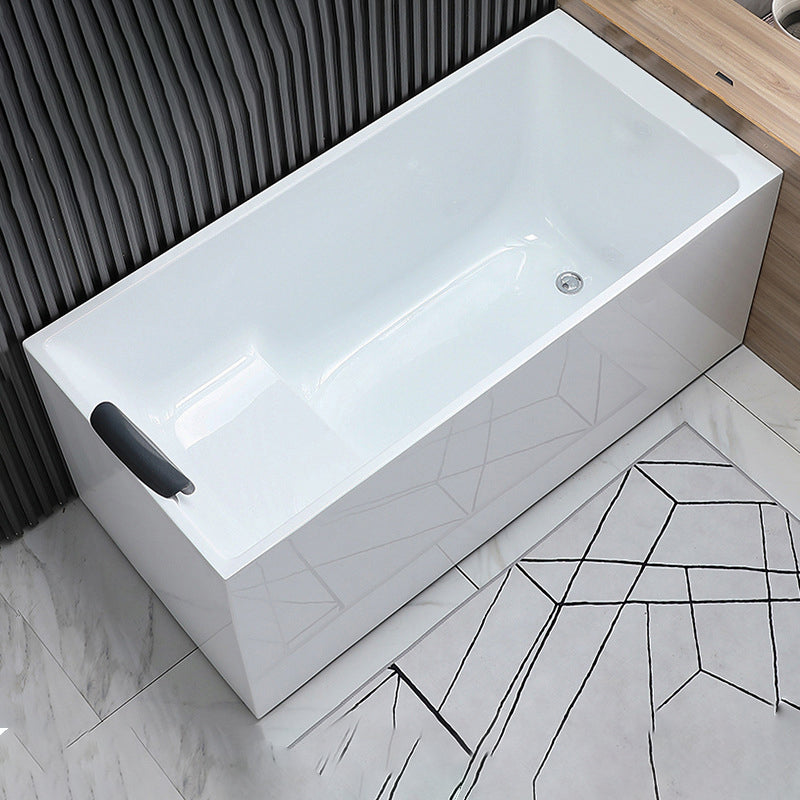 Acrylic Soaking Tub with Left Drain in White Rectangle Freestanding Bathtub With Seat Tub Clearhalo 'Bathroom Remodel & Bathroom Fixtures' 'Bathtubs' 'Home Improvement' 'home_improvement' 'home_improvement_bathtubs' 'Showers & Bathtubs' 6194173