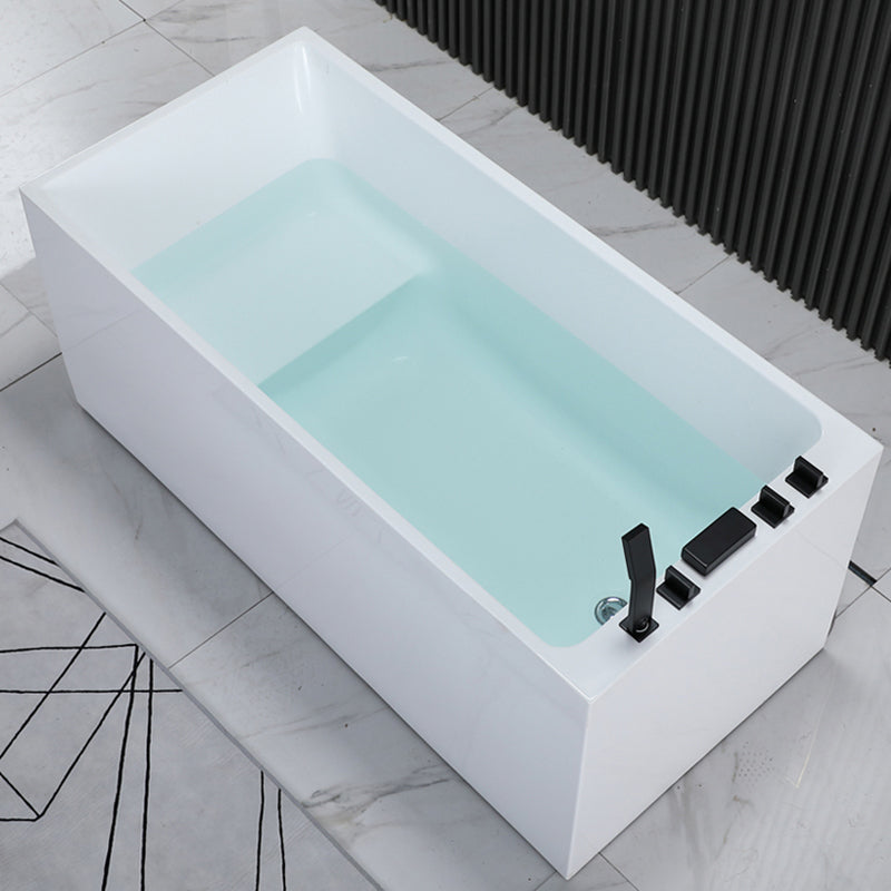 Acrylic Soaking Tub with Left Drain in White Rectangle Freestanding Bathtub Clearhalo 'Bathroom Remodel & Bathroom Fixtures' 'Bathtubs' 'Home Improvement' 'home_improvement' 'home_improvement_bathtubs' 'Showers & Bathtubs' 6194185