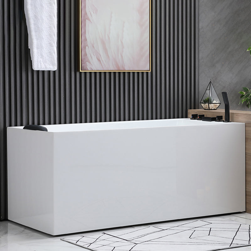 Acrylic Soaking Tub with Left Drain in White Rectangle Freestanding Bathtub Clearhalo 'Bathroom Remodel & Bathroom Fixtures' 'Bathtubs' 'Home Improvement' 'home_improvement' 'home_improvement_bathtubs' 'Showers & Bathtubs' 6194186