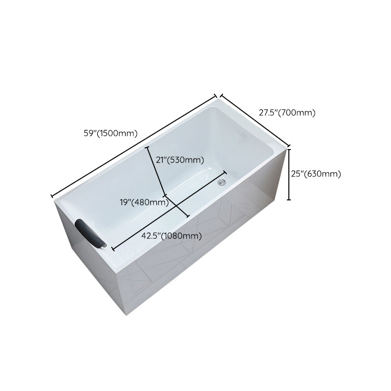 Acrylic Soaking Tub with Left Drain in White Rectangle Freestanding Bathtub Clearhalo 'Bathroom Remodel & Bathroom Fixtures' 'Bathtubs' 'Home Improvement' 'home_improvement' 'home_improvement_bathtubs' 'Showers & Bathtubs' 6194193