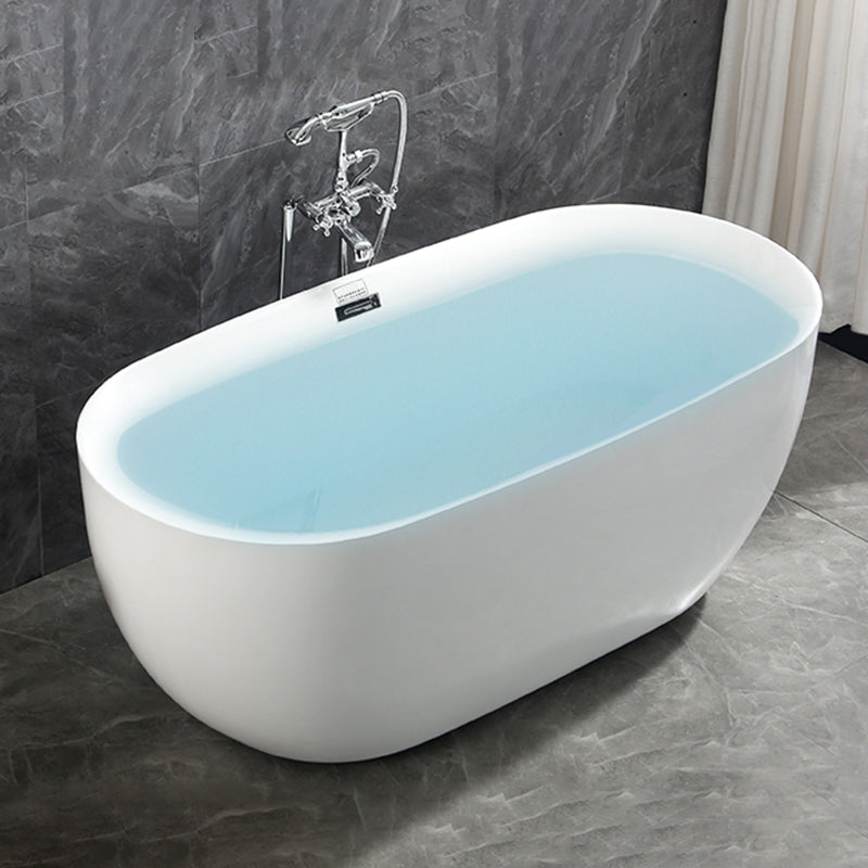 Bathroom Acrylic Oval Bathtub Soaking Tubs without Base in White Silver 63"L x 29.5"W x 24"H Tub with Freestanding Tub Fillers Clearhalo 'Bathroom Remodel & Bathroom Fixtures' 'Bathtubs' 'Home Improvement' 'home_improvement' 'home_improvement_bathtubs' 'Showers & Bathtubs' 6194209