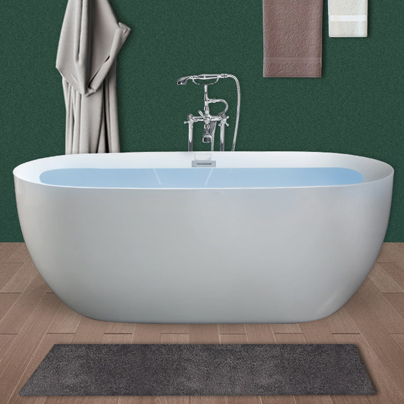 Bathroom Acrylic Oval Bathtub Soaking Tubs without Base in White Silver 67"L x 30"W x 24"H Tub with Freestanding Tub Fillers Clearhalo 'Bathroom Remodel & Bathroom Fixtures' 'Bathtubs' 'Home Improvement' 'home_improvement' 'home_improvement_bathtubs' 'Showers & Bathtubs' 6194210