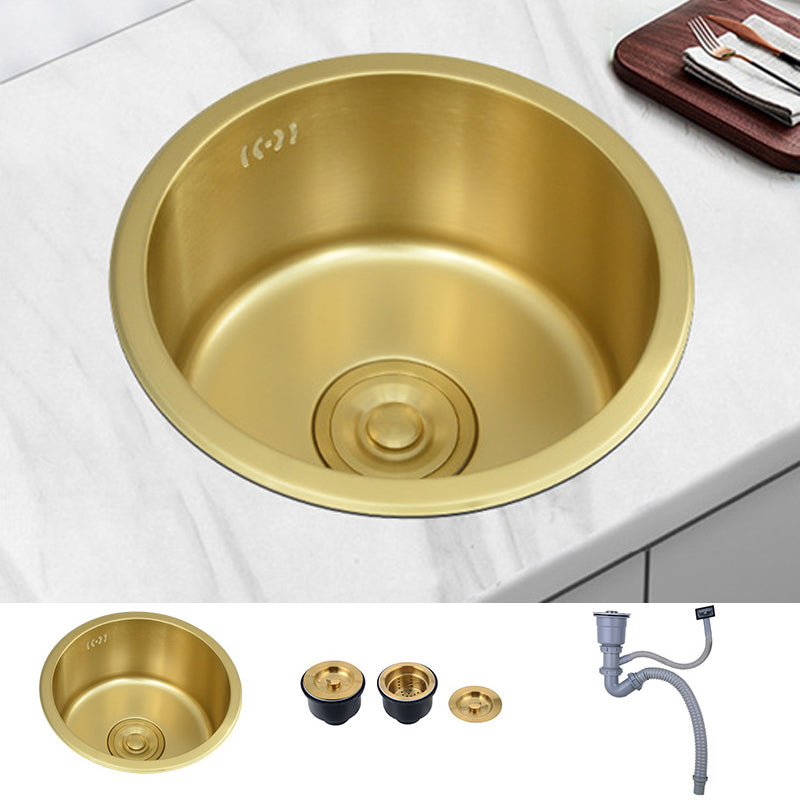 Golden Round Stainless Steel Drop-In Kitchen Sink with Drain Assembly Sink Only None Clearhalo 'Home Improvement' 'home_improvement' 'home_improvement_kitchen_sinks' 'Kitchen Remodel & Kitchen Fixtures' 'Kitchen Sinks & Faucet Components' 'Kitchen Sinks' 'kitchen_sinks' 6196128