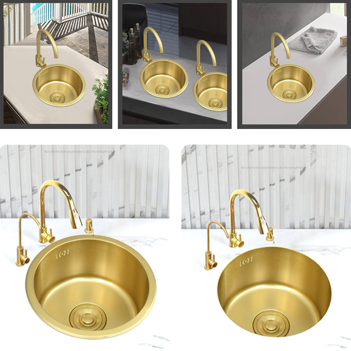 Golden Round Stainless Steel Drop-In Kitchen Sink with Drain Assembly Clearhalo 'Home Improvement' 'home_improvement' 'home_improvement_kitchen_sinks' 'Kitchen Remodel & Kitchen Fixtures' 'Kitchen Sinks & Faucet Components' 'Kitchen Sinks' 'kitchen_sinks' 6196137