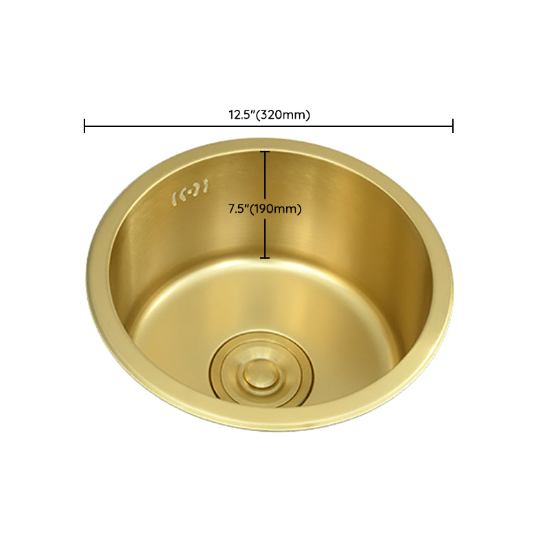 Golden Round Stainless Steel Drop-In Kitchen Sink with Drain Assembly Clearhalo 'Home Improvement' 'home_improvement' 'home_improvement_kitchen_sinks' 'Kitchen Remodel & Kitchen Fixtures' 'Kitchen Sinks & Faucet Components' 'Kitchen Sinks' 'kitchen_sinks' 6196144
