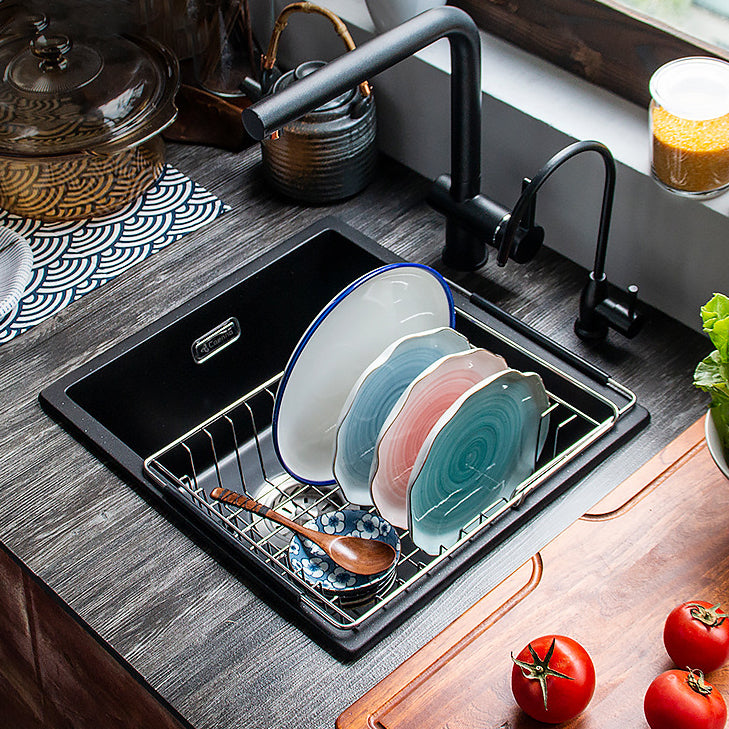 Stone Farmhouse Kitchen Sink Single Bowl Drop-In Sink with Basket Strainer Clearhalo 'Home Improvement' 'home_improvement' 'home_improvement_kitchen_sinks' 'Kitchen Remodel & Kitchen Fixtures' 'Kitchen Sinks & Faucet Components' 'Kitchen Sinks' 'kitchen_sinks' 6196171