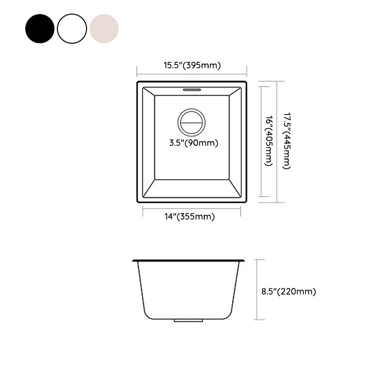 Stone Farmhouse Kitchen Sink Single Bowl Drop-In Sink with Basket Strainer Clearhalo 'Home Improvement' 'home_improvement' 'home_improvement_kitchen_sinks' 'Kitchen Remodel & Kitchen Fixtures' 'Kitchen Sinks & Faucet Components' 'Kitchen Sinks' 'kitchen_sinks' 6196195