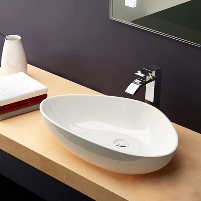 Modern Bathroom Sink Porcelain Pop-Up Drain Oval-Shape Vessel Sink (Faucet Not Included) Sink Clearhalo 'Bathroom Remodel & Bathroom Fixtures' 'Bathroom Sinks & Faucet Components' 'Bathroom Sinks' 'bathroom_sink' 'Home Improvement' 'home_improvement' 'home_improvement_bathroom_sink' 6197569