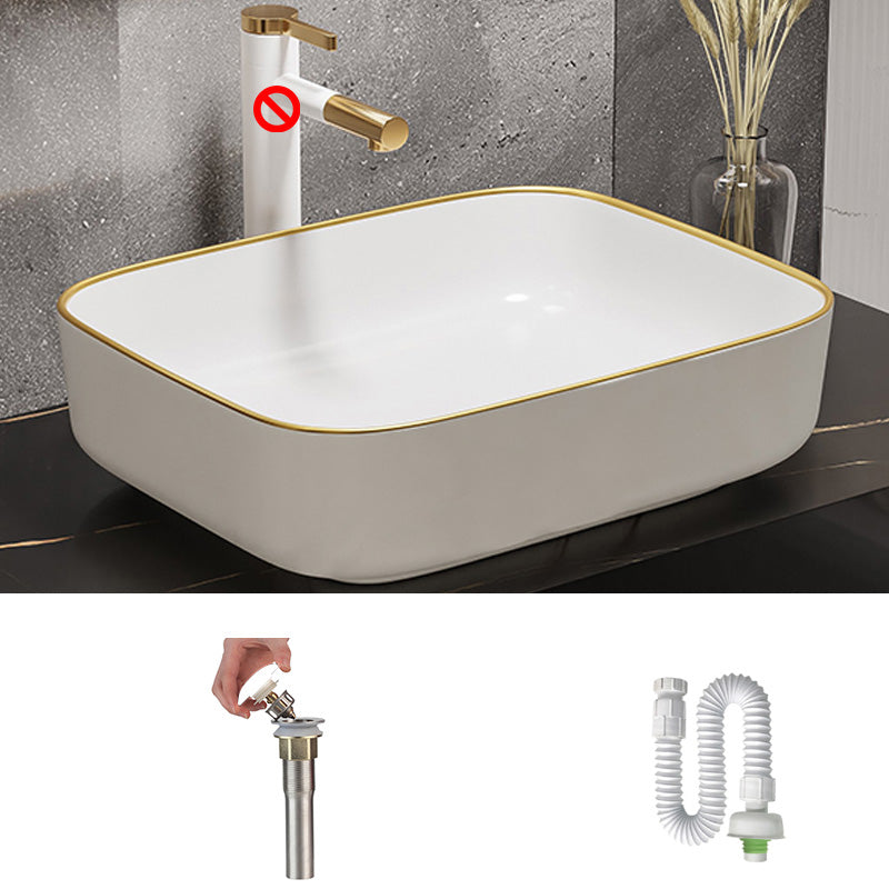 Modern Bathroom Sink Porcelain Pop-Up Drain Rectangular Vessel Bathroom Sink 19.7"L x 15.6"W x 5.5"H White Clearhalo 'Bathroom Remodel & Bathroom Fixtures' 'Bathroom Sinks & Faucet Components' 'Bathroom Sinks' 'bathroom_sink' 'Home Improvement' 'home_improvement' 'home_improvement_bathroom_sink' 6197579