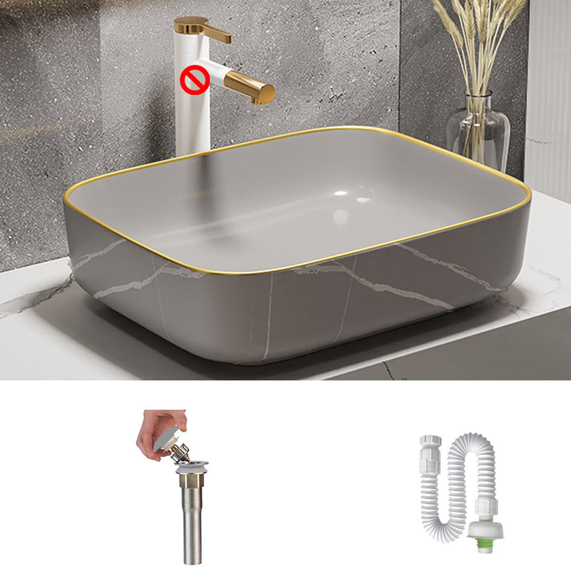 Modern Bathroom Sink Porcelain Pop-Up Drain Rectangular Vessel Bathroom Sink 19.7"L x 15.6"W x 5.5"H Grey Clearhalo 'Bathroom Remodel & Bathroom Fixtures' 'Bathroom Sinks & Faucet Components' 'Bathroom Sinks' 'bathroom_sink' 'Home Improvement' 'home_improvement' 'home_improvement_bathroom_sink' 6197580