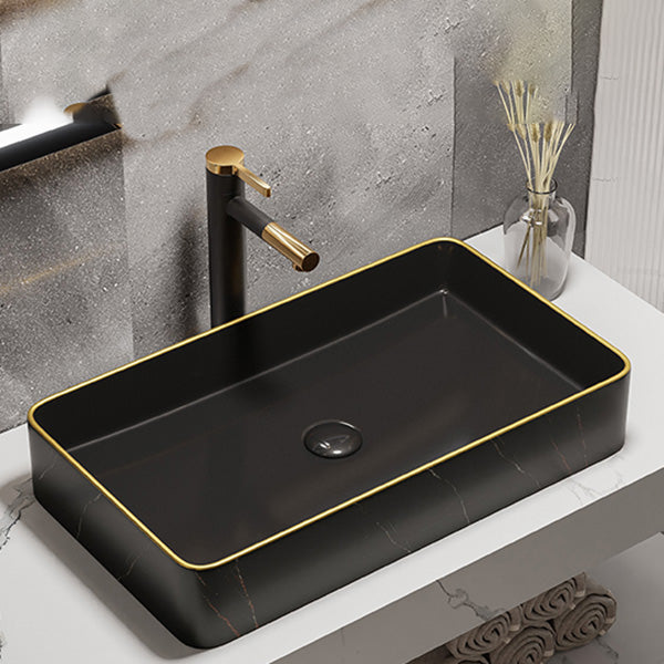 Modern Bathroom Sink Porcelain Pop-Up Drain Rectangular Vessel Bathroom Sink Clearhalo 'Bathroom Remodel & Bathroom Fixtures' 'Bathroom Sinks & Faucet Components' 'Bathroom Sinks' 'bathroom_sink' 'Home Improvement' 'home_improvement' 'home_improvement_bathroom_sink' 6197582