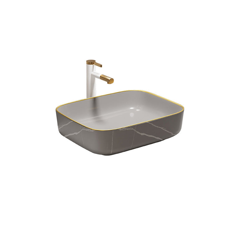 Modern Bathroom Sink Porcelain Pop-Up Drain Rectangular Vessel Bathroom Sink Clearhalo 'Bathroom Remodel & Bathroom Fixtures' 'Bathroom Sinks & Faucet Components' 'Bathroom Sinks' 'bathroom_sink' 'Home Improvement' 'home_improvement' 'home_improvement_bathroom_sink' 6197586