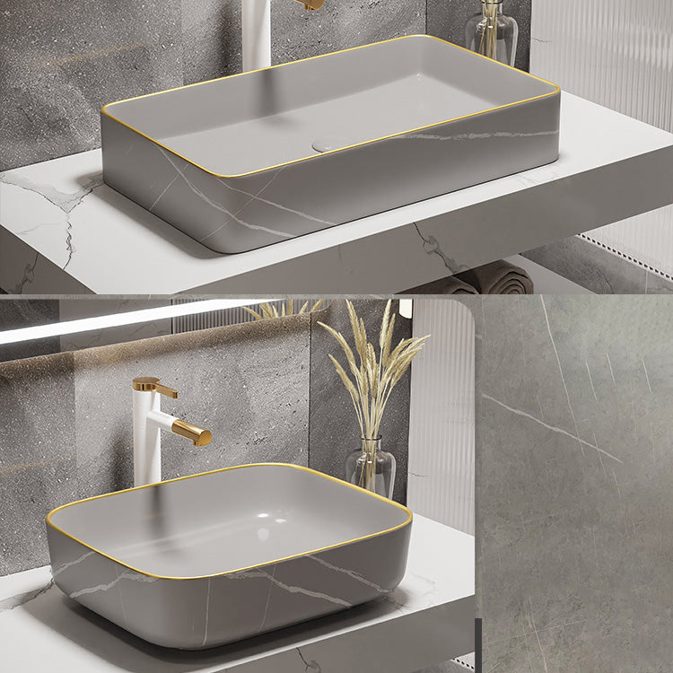 Modern Bathroom Sink Porcelain Pop-Up Drain Rectangular Vessel Bathroom Sink Clearhalo 'Bathroom Remodel & Bathroom Fixtures' 'Bathroom Sinks & Faucet Components' 'Bathroom Sinks' 'bathroom_sink' 'Home Improvement' 'home_improvement' 'home_improvement_bathroom_sink' 6197588