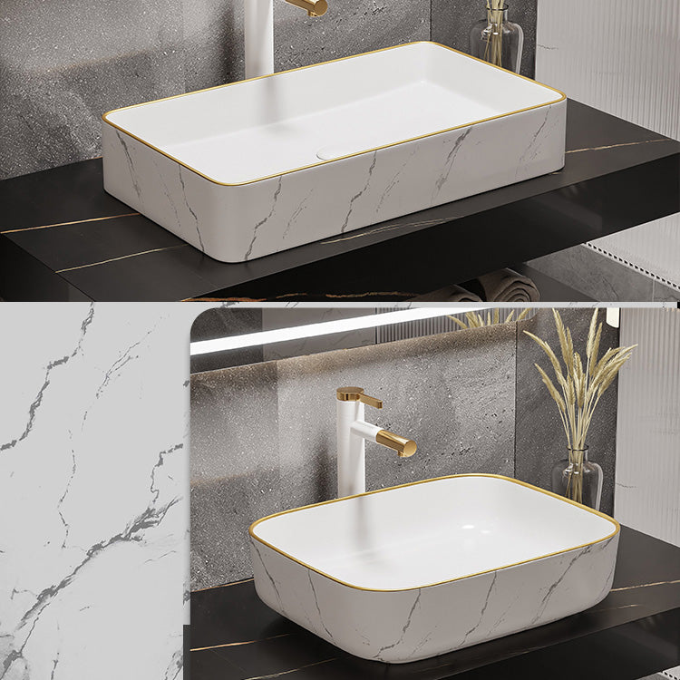 Modern Bathroom Sink Porcelain Pop-Up Drain Rectangular Vessel Bathroom Sink Clearhalo 'Bathroom Remodel & Bathroom Fixtures' 'Bathroom Sinks & Faucet Components' 'Bathroom Sinks' 'bathroom_sink' 'Home Improvement' 'home_improvement' 'home_improvement_bathroom_sink' 6197591