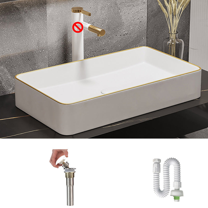 Modern Bathroom Sink Porcelain Pop-Up Drain Rectangular Vessel Bathroom Sink 24.4"L x 13.8"W x 4.3"H White Clearhalo 'Bathroom Remodel & Bathroom Fixtures' 'Bathroom Sinks & Faucet Components' 'Bathroom Sinks' 'bathroom_sink' 'Home Improvement' 'home_improvement' 'home_improvement_bathroom_sink' 6197592