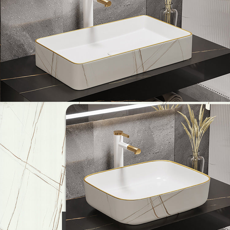 Modern Bathroom Sink Porcelain Pop-Up Drain Rectangular Vessel Bathroom Sink Clearhalo 'Bathroom Remodel & Bathroom Fixtures' 'Bathroom Sinks & Faucet Components' 'Bathroom Sinks' 'bathroom_sink' 'Home Improvement' 'home_improvement' 'home_improvement_bathroom_sink' 6197595