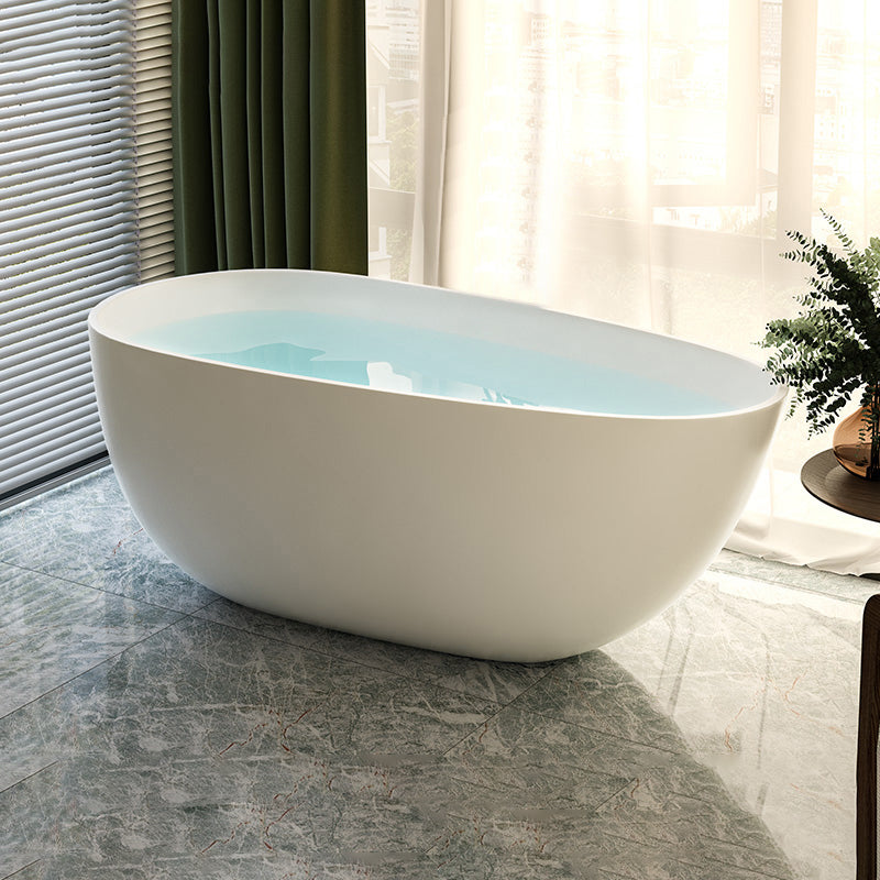 Acrylic-Fiberglass Oval Bathtub Contemporary Soaking Bathtub with Drain and Overflow Trim White Tub Clearhalo 'Bathroom Remodel & Bathroom Fixtures' 'Bathtubs' 'Home Improvement' 'home_improvement' 'home_improvement_bathtubs' 'Showers & Bathtubs' 6201061