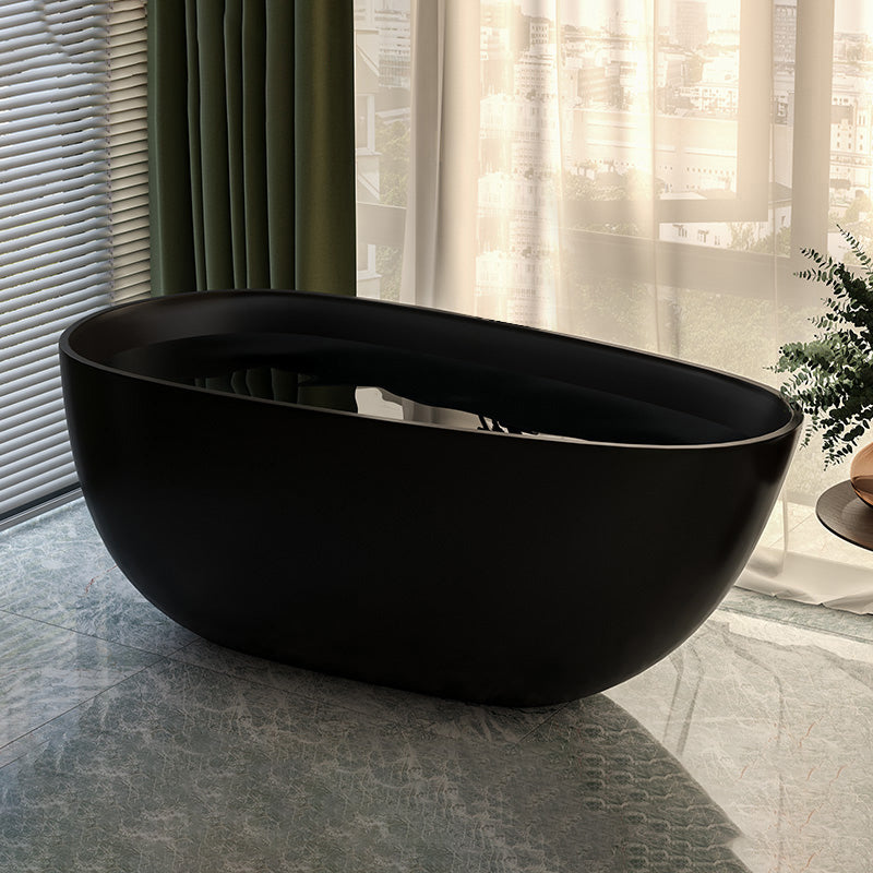 Acrylic-Fiberglass Oval Bathtub Contemporary Soaking Bathtub with Drain and Overflow Trim Black Tub Clearhalo 'Bathroom Remodel & Bathroom Fixtures' 'Bathtubs' 'Home Improvement' 'home_improvement' 'home_improvement_bathtubs' 'Showers & Bathtubs' 6201062