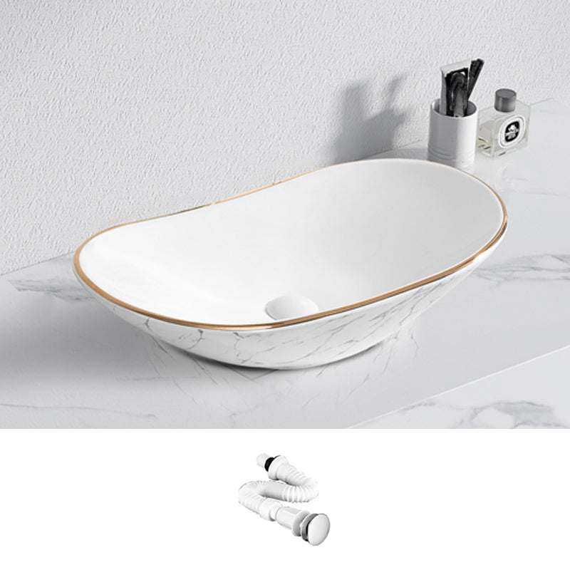 Contemporary Bathroom Sink Pop-Up Drain Porcelain Solid Color Rectangular Vessel 24"L x 14.2"W x 6.3"H Sink Clearhalo 'Bathroom Remodel & Bathroom Fixtures' 'Bathroom Sinks & Faucet Components' 'Bathroom Sinks' 'bathroom_sink' 'Home Improvement' 'home_improvement' 'home_improvement_bathroom_sink' 6203462