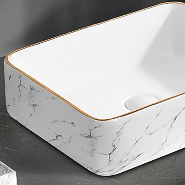 Contemporary Bathroom Sink Pop-Up Drain Porcelain Rectangular Vessel Bathroom Sink Clearhalo 'Bathroom Remodel & Bathroom Fixtures' 'Bathroom Sinks & Faucet Components' 'Bathroom Sinks' 'bathroom_sink' 'Home Improvement' 'home_improvement' 'home_improvement_bathroom_sink' 6203492