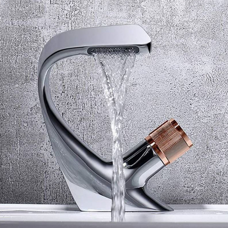 Contemporary Vessel Copper Brass Knob Handle Low Arc Vessel Faucet Gold/ Silver Clearhalo 'Bathroom Remodel & Bathroom Fixtures' 'Bathroom Sink Faucets' 'Bathroom Sinks & Faucet Components' 'bathroom_sink_faucets' 'Home Improvement' 'home_improvement' 'home_improvement_bathroom_sink_faucets' 6211510