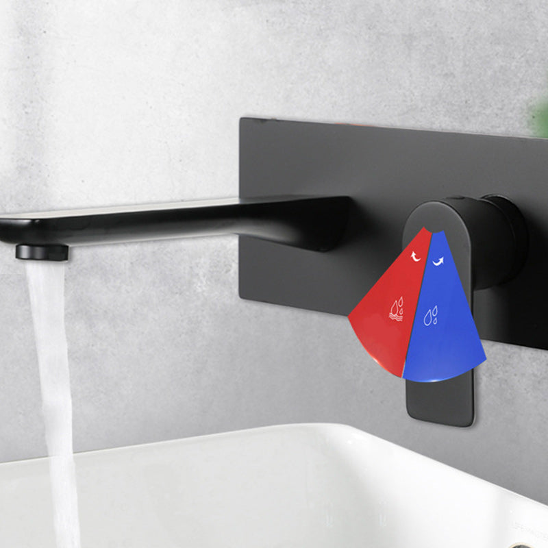 Contemporary Style Faucets Wall Mounted Faucets with Lever Handles Clearhalo 'Bathroom Remodel & Bathroom Fixtures' 'Bathroom Sink Faucets' 'Bathroom Sinks & Faucet Components' 'bathroom_sink_faucets' 'Home Improvement' 'home_improvement' 'home_improvement_bathroom_sink_faucets' 6211534