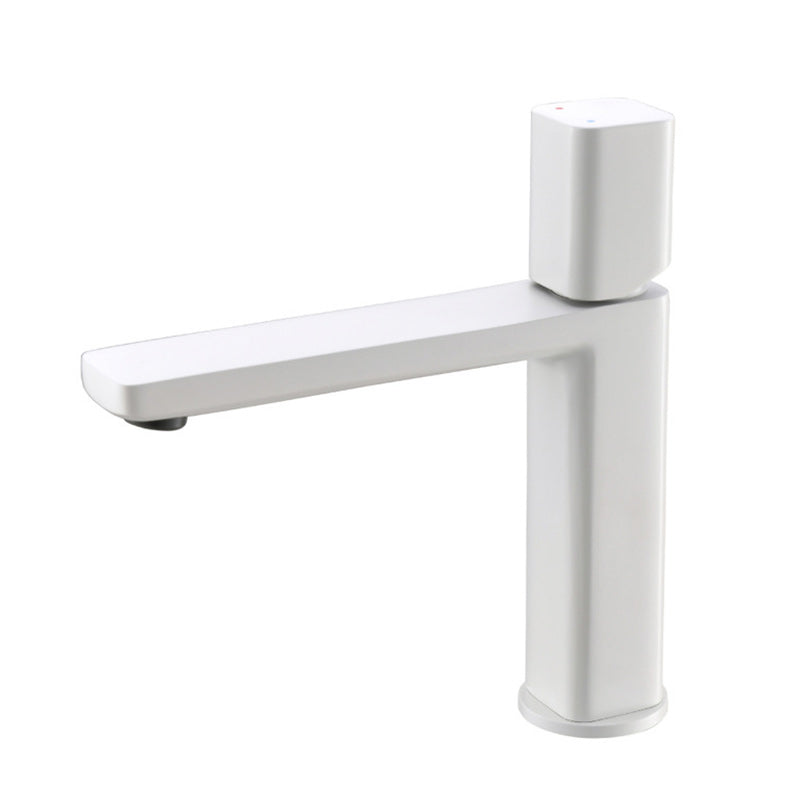 Modern Vessel Faucet Brass Lever Handles Low Arc Bathroom Sink Faucet White 7.7" Clearhalo 'Bathroom Remodel & Bathroom Fixtures' 'Bathroom Sink Faucets' 'Bathroom Sinks & Faucet Components' 'bathroom_sink_faucets' 'Home Improvement' 'home_improvement' 'home_improvement_bathroom_sink_faucets' 6211545