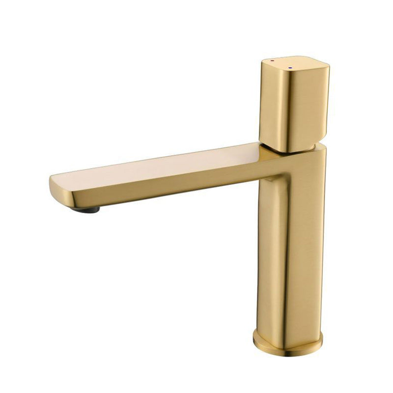 Modern Vessel Faucet Brass Lever Handles Low Arc Bathroom Sink Faucet Gold 7.7" Clearhalo 'Bathroom Remodel & Bathroom Fixtures' 'Bathroom Sink Faucets' 'Bathroom Sinks & Faucet Components' 'bathroom_sink_faucets' 'Home Improvement' 'home_improvement' 'home_improvement_bathroom_sink_faucets' 6211547