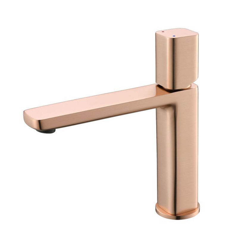 Modern Vessel Faucet Brass Lever Handles Low Arc Bathroom Sink Faucet Rose Gold 7.7" Clearhalo 'Bathroom Remodel & Bathroom Fixtures' 'Bathroom Sink Faucets' 'Bathroom Sinks & Faucet Components' 'bathroom_sink_faucets' 'Home Improvement' 'home_improvement' 'home_improvement_bathroom_sink_faucets' 6211550