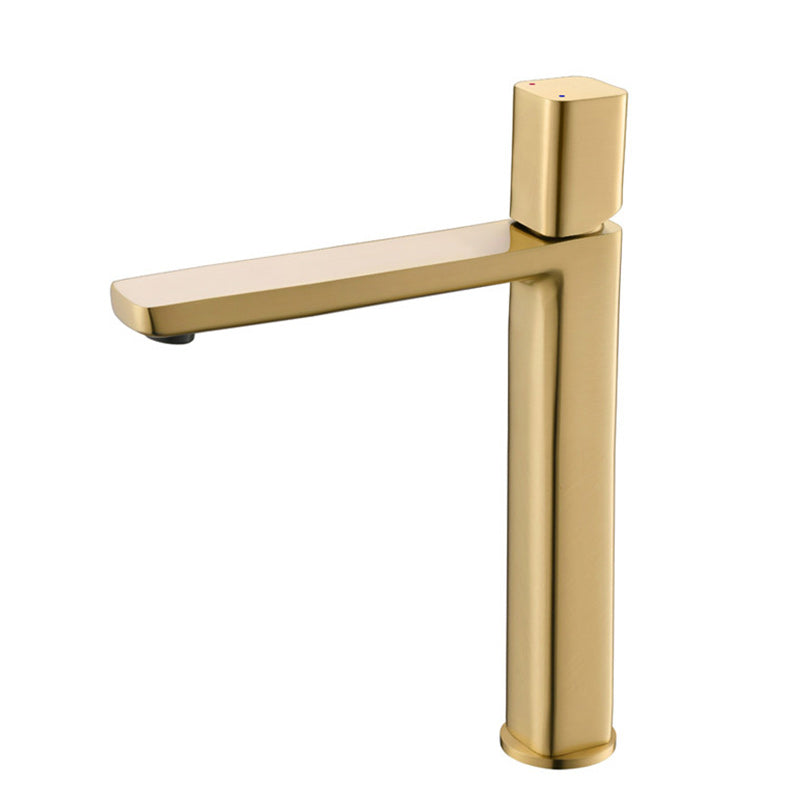 Modern Vessel Faucet Brass Lever Handles Low Arc Bathroom Sink Faucet Gold 12" Clearhalo 'Bathroom Remodel & Bathroom Fixtures' 'Bathroom Sink Faucets' 'Bathroom Sinks & Faucet Components' 'bathroom_sink_faucets' 'Home Improvement' 'home_improvement' 'home_improvement_bathroom_sink_faucets' 6211560