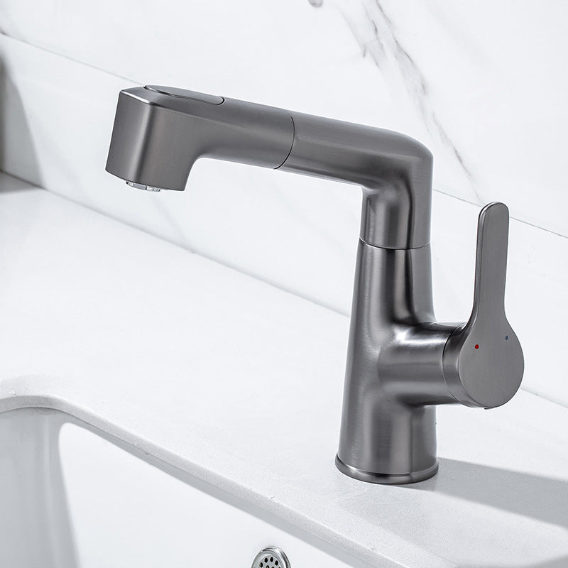 Simplicity Centerset Faucet Pure Color Bathroom Vessel Faucet Black-Gray Square Clearhalo 'Bathroom Remodel & Bathroom Fixtures' 'Bathroom Sink Faucets' 'Bathroom Sinks & Faucet Components' 'bathroom_sink_faucets' 'Home Improvement' 'home_improvement' 'home_improvement_bathroom_sink_faucets' 6211574