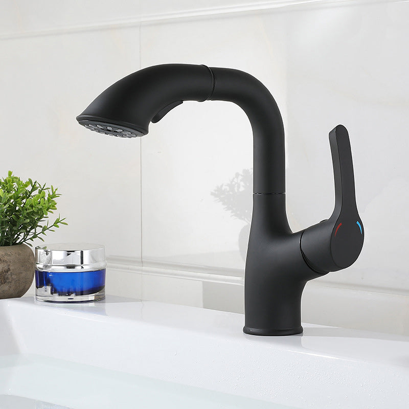 Simplicity Centerset Faucet Pure Color Bathroom Vessel Faucet Black Round Clearhalo 'Bathroom Remodel & Bathroom Fixtures' 'Bathroom Sink Faucets' 'Bathroom Sinks & Faucet Components' 'bathroom_sink_faucets' 'Home Improvement' 'home_improvement' 'home_improvement_bathroom_sink_faucets' 6211575