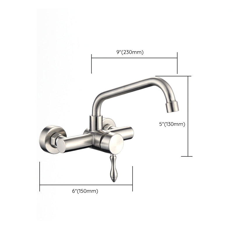 Modern Faucets 1-Handle and 2-Hole Stainless Steel Spring Spout Bar Faucet Clearhalo 'Home Improvement' 'home_improvement' 'home_improvement_kitchen_faucets' 'Kitchen Faucets' 'Kitchen Remodel & Kitchen Fixtures' 'Kitchen Sinks & Faucet Components' 'kitchen_faucets' 6211656