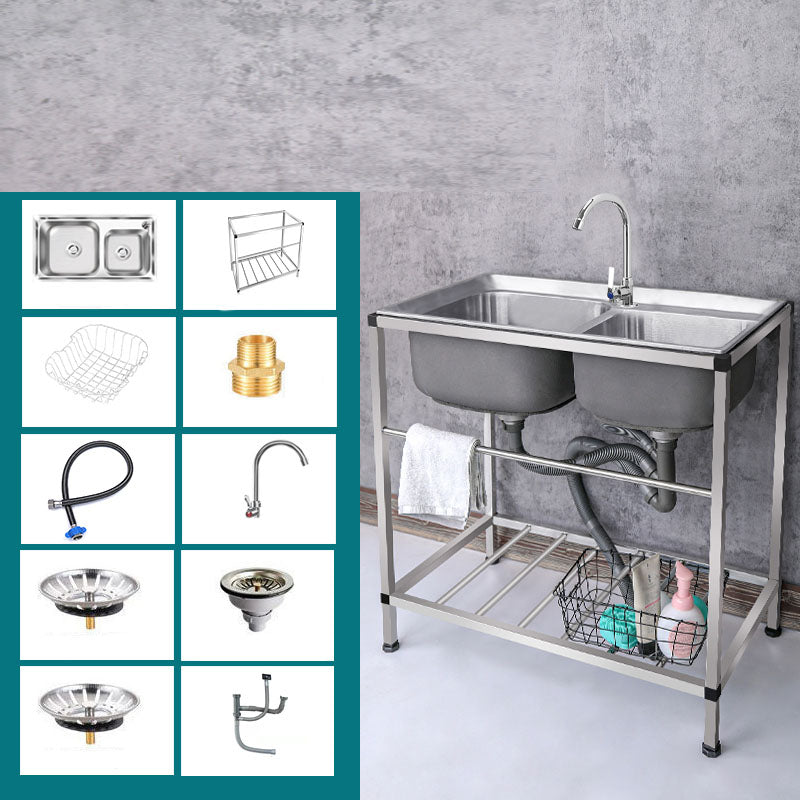 Modern Workstation Ledge Stainless Steel with Faucet and Soap Dispenser Sink Sink with Faucet Cold Water Dispensers Clearhalo 'Home Improvement' 'home_improvement' 'home_improvement_kitchen_sinks' 'Kitchen Remodel & Kitchen Fixtures' 'Kitchen Sinks & Faucet Components' 'Kitchen Sinks' 'kitchen_sinks' 6211751