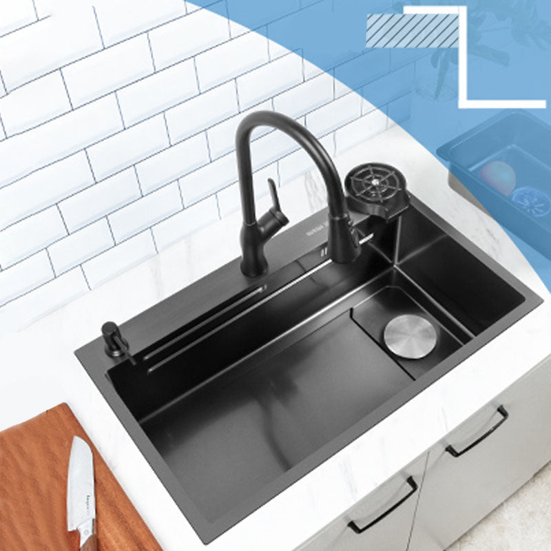 Contemporary Kitchen Sink Stainless Steel Kitchen Sink with Drain Assembly Clearhalo 'Home Improvement' 'home_improvement' 'home_improvement_kitchen_sinks' 'Kitchen Remodel & Kitchen Fixtures' 'Kitchen Sinks & Faucet Components' 'Kitchen Sinks' 'kitchen_sinks' 6211900